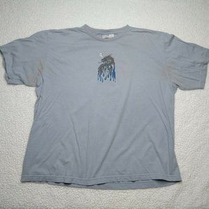 Vintage 90s Utility Dragon Flames Blue T-shirt Size XL